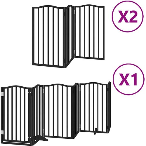  Vrata za pse s vrata&amp;scaron;cima 12 panela sklopiva 600 cm drvo topole Crna 50 x 90 x 2 cm Slike
