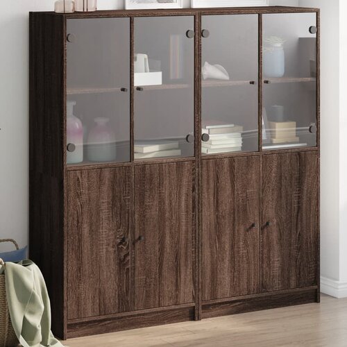 VidaXL Regal za knjige s vratima boja smeđeg hrasta 136x37x142 cm Slike