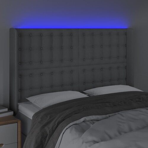  LED uzglavlje svjetlosivo 147 x 16 x 118/128 cm od tkanine Slike
