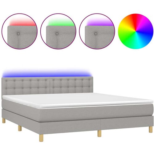  Box spring s madracem LED svjetlosivi 180x200 cm tkanina Slike