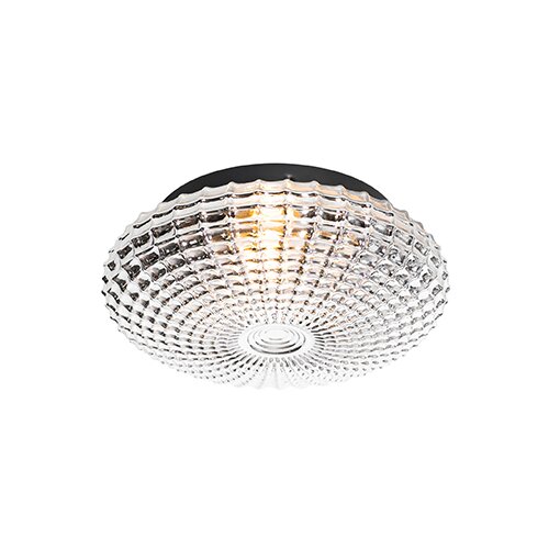 QAZQA Klasična stropna svetilka črna z dimnim steklom 23 cm IP44 - Nohmi Cene