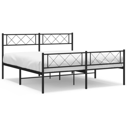 VidaXL Kovinski posteljni okvir z vzglavjem in vznožjem črn 140x190 cm, (20905369) Slike