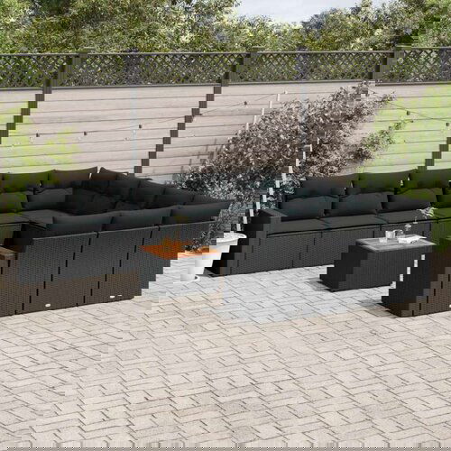  12-dijelni set vrtnih sofa od poliratana s jastucima crni Cijene