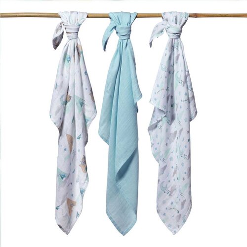 BabyOno Natural Bamboo Diapers Blue plenice iz blaga 70x70 cm 3 kos Slike