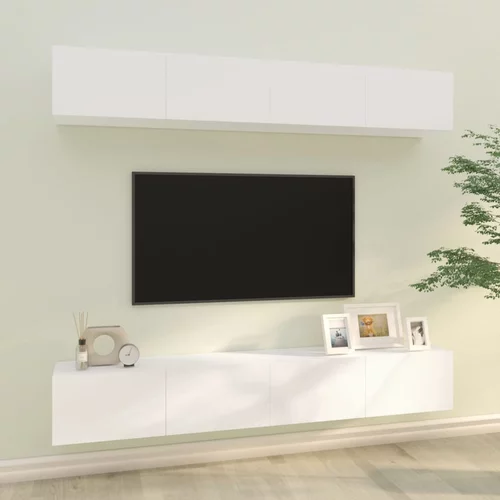 vidaXL Stenske TV omarice 4 kosi bele 100x30x30 cm