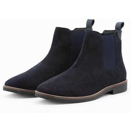 Ombre Men's leather boots - navy blue Slike