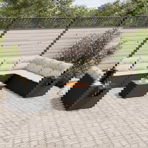 vidaXL 10-dijelni set vrtnih sofa s jastucima crni od poliratana Cijene