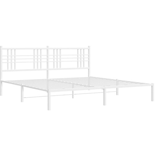 VidaXL Kovinski posteljni okvir z vzglavjem bel 200x200 cm, (21111544) Slike