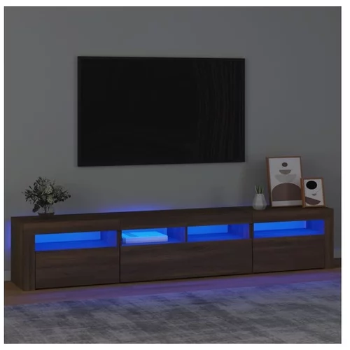  TV omarica z LED lučkami rjav hrast 210x35x40 cm