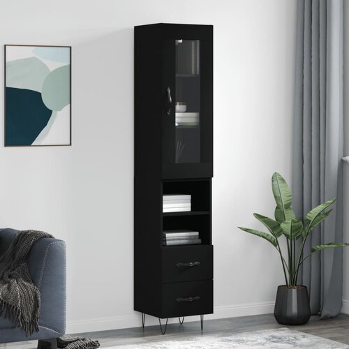 VidaXL Visoka komoda crna 34 5 x 34 x 180 cm od konstruiranog drva Slike