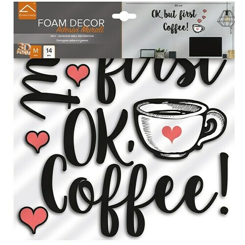 Naljepnica &amp;quot;Ok but first coffee&amp;quot; (31 x 34 cm, Crna) Slike