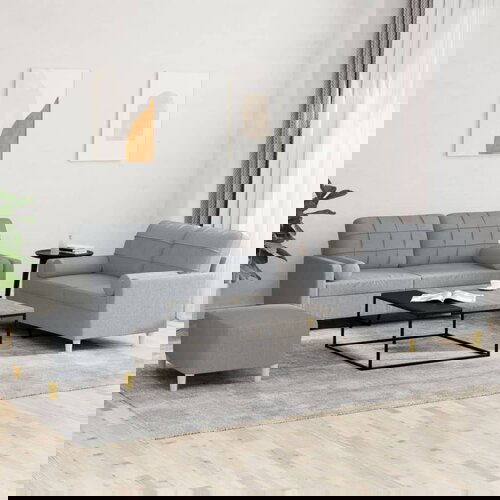 VidaXL 3-dijelni set sofa s jastucima svjetlosivi od tkanine Slike