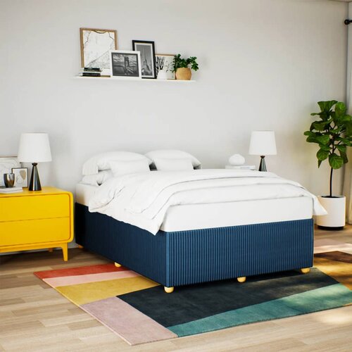VidaXL Posteljni okvir brez vzmetnice moder 160x200 cm blago Slike