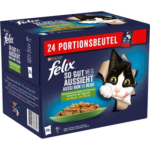 Felix Fantastic "So gut wie es aussieht" 24 x 85 g - S povrćem (govedina, piletina, losos, pastrva)