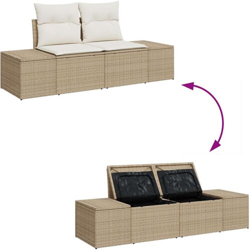  Set vrtnih sofa 7 dijelova Bež Ratan Set vrtnih sofa Pravokutni Slike