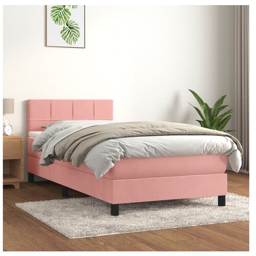  Box spring postelja z vzmetnico roza 80x200 cm žamet Cene
