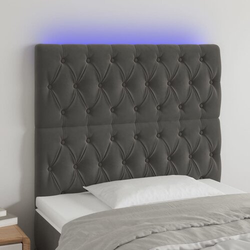  LED uzglavlje tamnosivo 90x7x118/128 cm baršunasto Cene