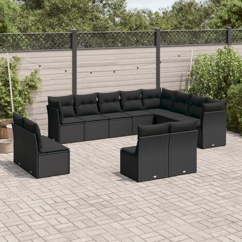  12-dijelni set vrtnih sofa od poliratana s jastucima crni Cijene