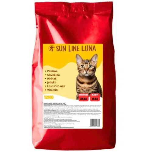 Sun_line Suva hrana za mačke Luna, Adult, Piletina i govedina, 12 kg Cene