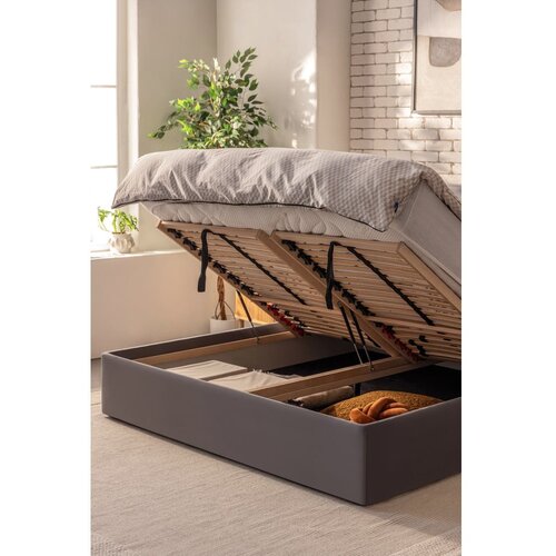 Bonami Selection Sivi tapecirani bračni krevet s podnicom i prostorom za odlaganje 160x200 cm Thessa Bold &amp;ndash; Slike