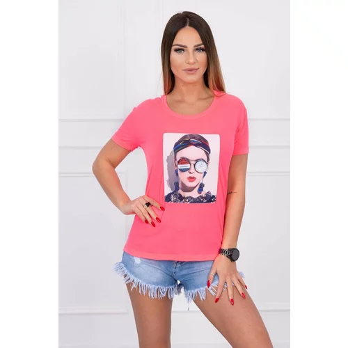Kesi Blouse with women's graphics pink neon