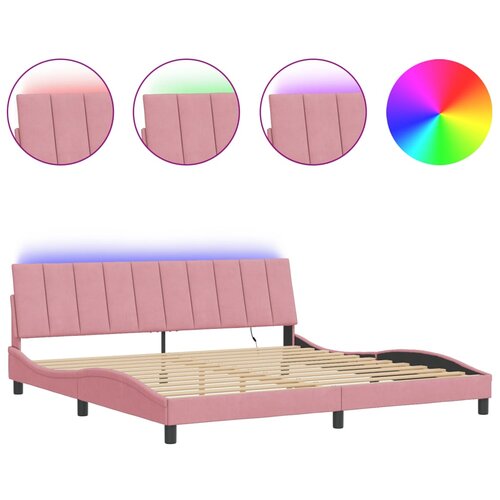 Maison Chic Posteljni okvir - Dvoposteljna postelja - Zakonska postelja z LED diodami roza 200x200 cm žamet, (21694893) Cene