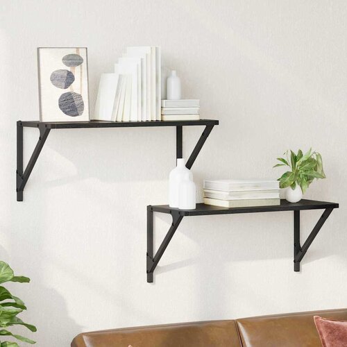 vidaXL Police na zidu s policom 2 pcs Crni hrast 60 x 25 x 25,5 cm Cijene