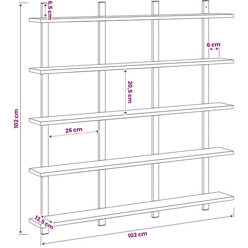  Zidna polica Hrast sonoma 102 x 13.5 x 102 cm Konstruirano drvo Slike