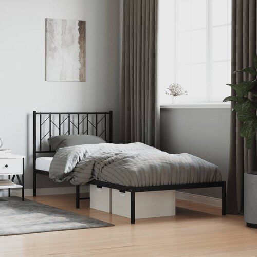 Metalni okvir za krevet s uzglavljem crni 90x200 cm Cene