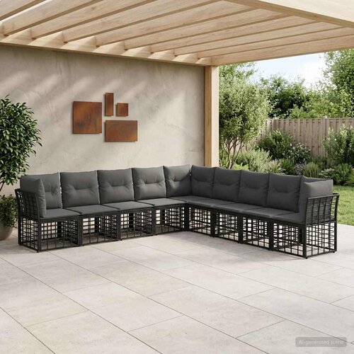  Set vanjskih sofa Crna Poliester Cijene