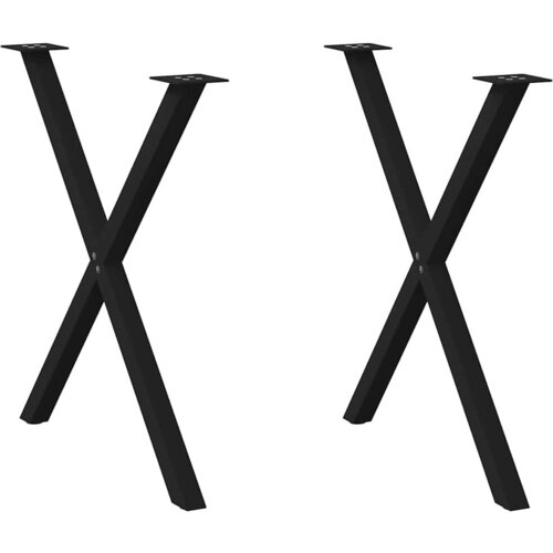 VidaXL noge za jedilno mizo x-oblika 2 kosa črna 80x(72-73) cm jeklo Slike