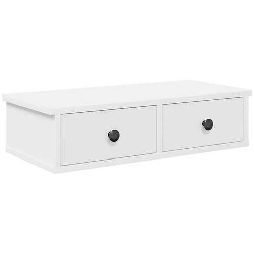 VidaXL Stenska polica s predali bel 60x28x15 cm inženirski les, (22008868) Slike