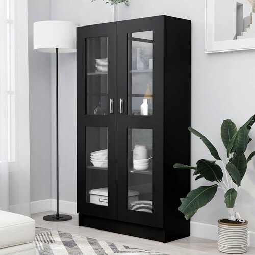 Vitrina crna 82,5 x 30,5 x 150 cm konstruirano drvo Cijene