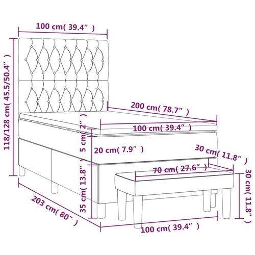 VidaXL Box spring krevet s madracem ružičasti 100x200 cm bar&amp;scaron;unasti Slike