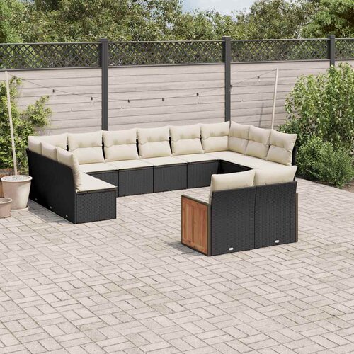  12-dijelni set vrtnih sofa od poliratana s jastucima crni Cijene
