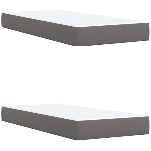  Krevet s oprugama i madracem sivi 200x200 cm od umjetne kože Slike