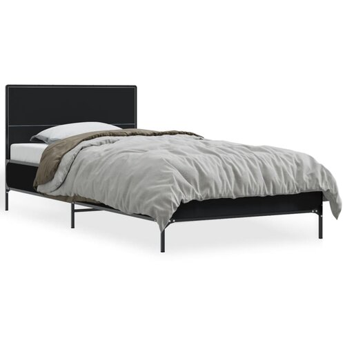 vidaXL Okvir kreveta crni 90 x 200 cm konstruirano drvo i metal Cene