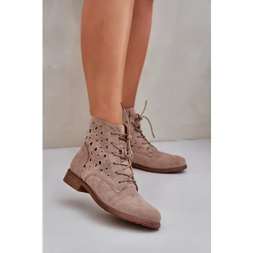 S. BARSKI Lace-Up Ankle Boots With A Perforated Pattern S.Barski