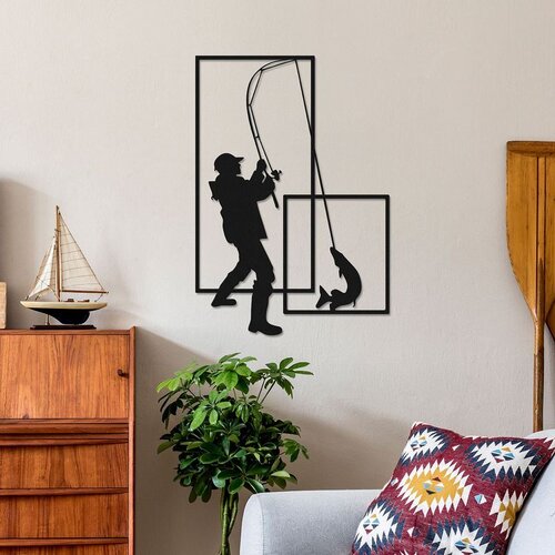 WALLXPERT Pescador - M381 Crni Dekorativni Metalni Zidni Pribor Cene