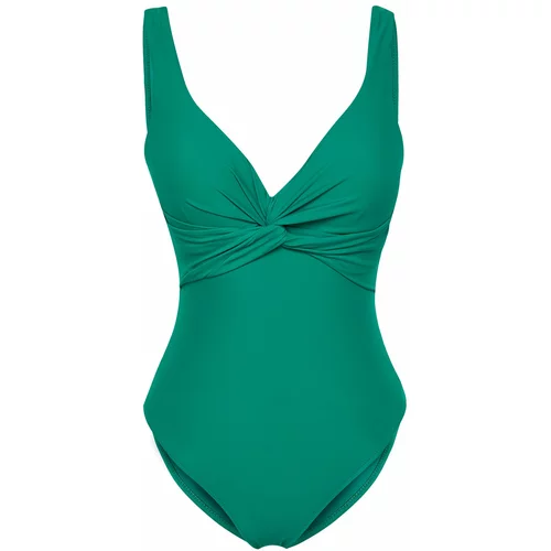 Trendyol Emerald Green*002 Straight Deep V Strap High Leg Swimsuit