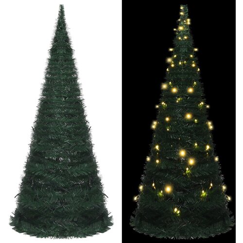 vidaXL Zložljiva umetna osvetljena novoletna jelka zelena 210 cm, (20611376) Cene