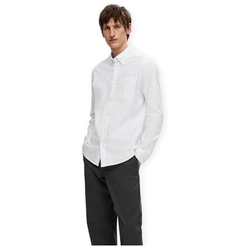 Selected Srajce z dolgimi rokavi Noos Regrick-Ox Shirt - White Bela Slike