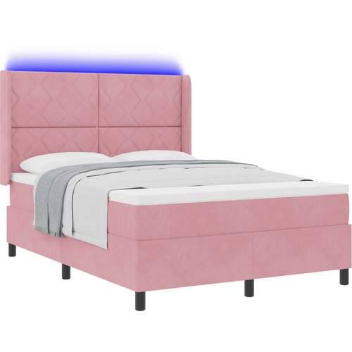 vidaXL postelja z vzmetmi z vzmetnico & LED roza 140 x 190 cm žamet, (22083192) Cene