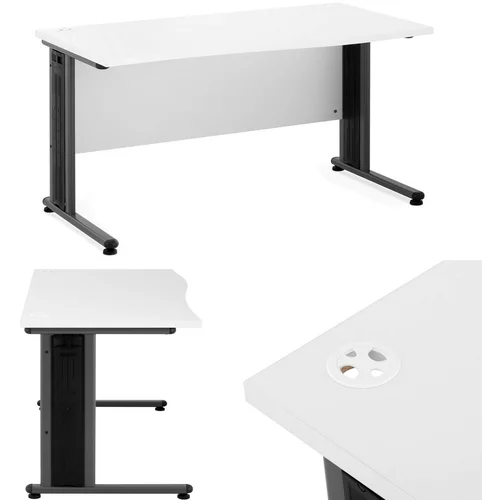 FROMMSTARCK Računalniška miza na kovinskem okvirju, 140 x 73,5, bela in siva, (21135065)
