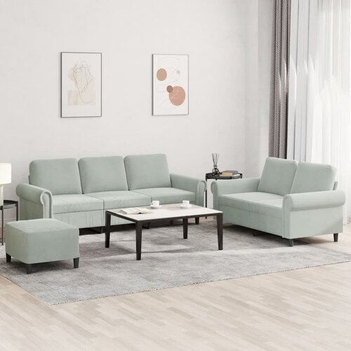  3-dijelni set sofa s jastucima svjetlosivi bar&scaron;unasti Cijene