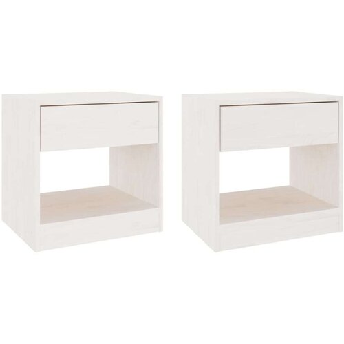 VidaXL noćni ormarići 2 kom bijeli 40 x 31 x 40 cm od masivne borovine Slike