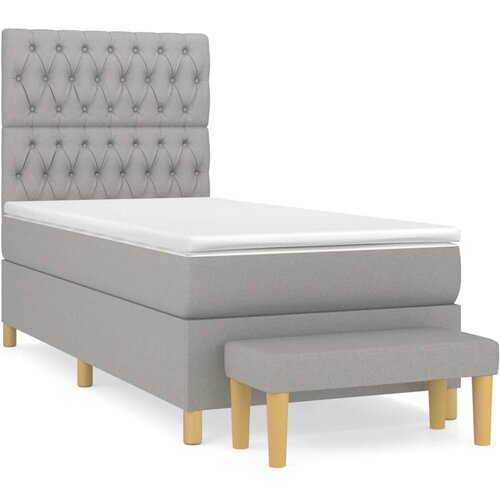 vidaXL Box spring postelja z vzmetnico svetlo siv 100x200 cm blago, (20723844) Cene