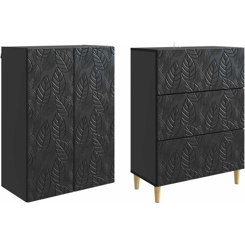 Set ormara 2 kom. 66 x 34,5 x 90 cm Konstruirano drvo Crna Slike