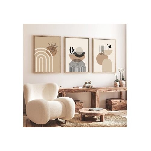 WALLXPERT huhu264 - 50 x 35 Multicolor Decorative Framed MDF Painting (3 Pieces) Cene