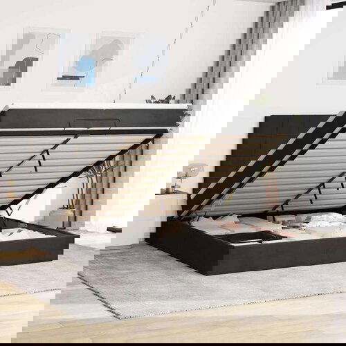  Otomanski okvir kreveta s madracima crni 200x200cm bar&amp;scaron;unasti Slike